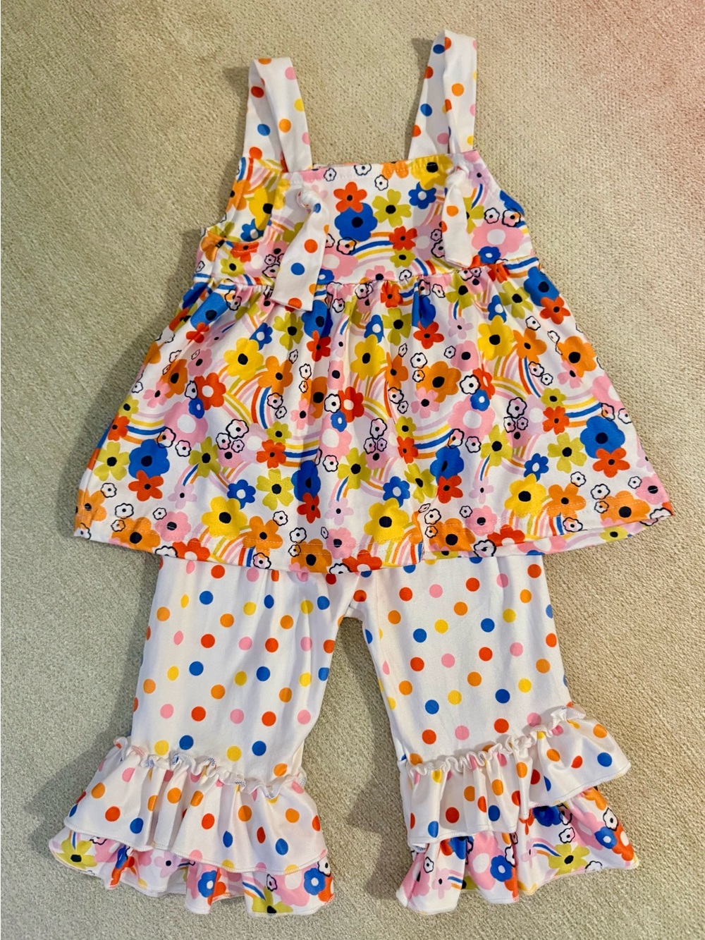 Pete + Lucy Floral & Polka Dot Two-Piece Outfit